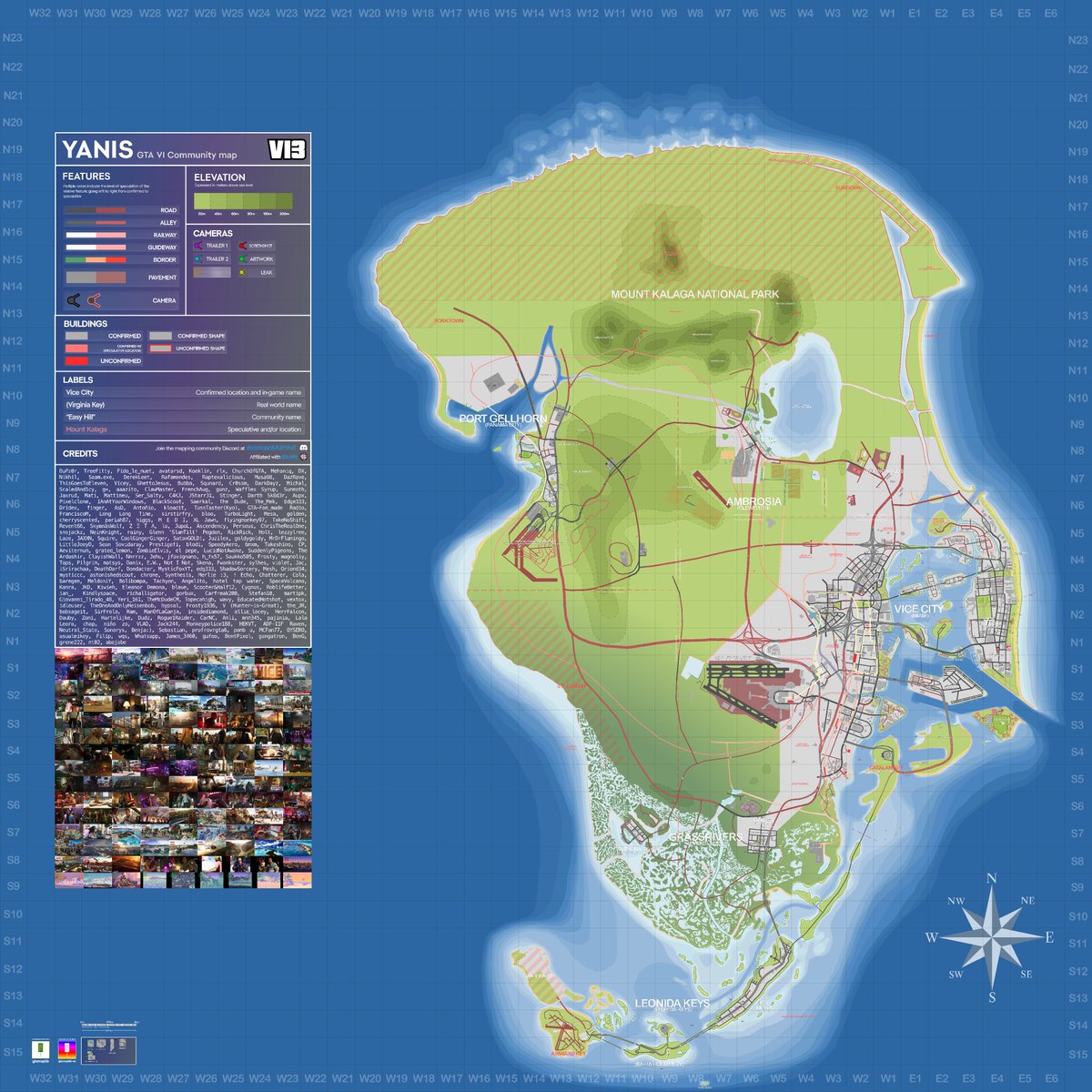 Leonida topluluk haritası v13 — GTA Mapping topluluğunun fragman ve sızıntı analizine dayalı rekonstrüksiyonu